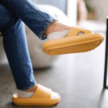 Comfortable yellow slide sandals